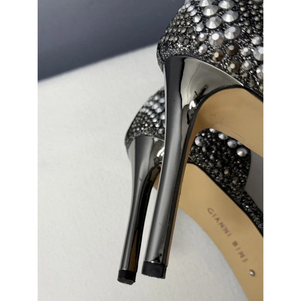 Gianni Bini Shoes 8.5 Silver Rhinestone Crystal D'Orsay Pointed Stiletto Pumps